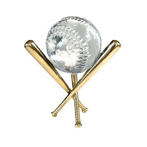 Glass Baseball with Gold Bats Desk/Shelf Decor
